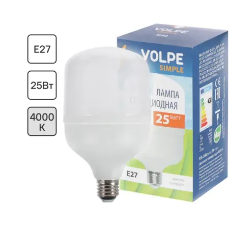 Лампа светодиодная Volpe Е27 25 Вт 2000 Лм свет холодный белый солнечная портативная лампа для кемпинга 2000 мач