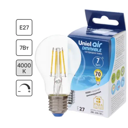 Лампа светодиодная филаментная Airdim форма стандартная E27 7 Вт 700 Лм свет холодный