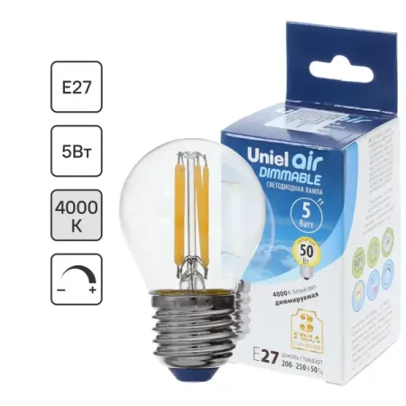 Лампа светодиодная филаментная Airdim форма шар E27 5 Вт 500 Лм свет холодный