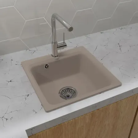 Мойка для кухни врезная Granfest Smart GF-SM430 43x43 см глубина чаши 17 см мрамор цвет песочный
