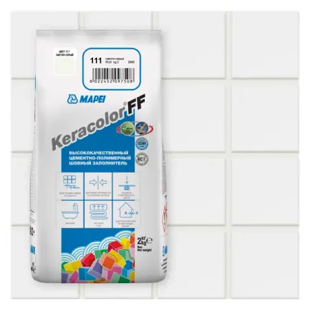 Затирка цементная Mapei Keracolor FF 111 цвет светло-серый 2 кг алмазная мозаика классическая с подрамником с полным заполнением серый маяк 17 х 22 см