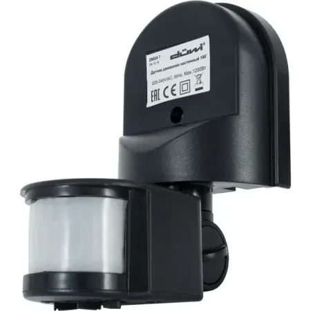 Датчик движения накладной радиус действия 6 метров 180 градусов 1100 Вт цвет чёрный IP44