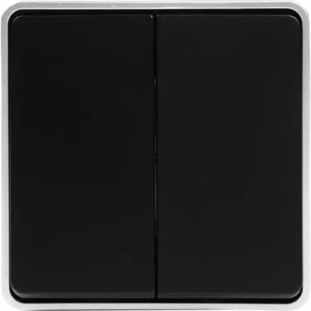Выключатель накладной Werkel Gallant 2 клавиши IP44 цвет чёрный с серебром