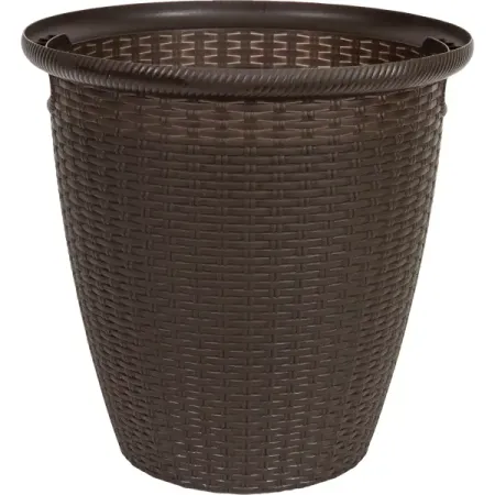 Кашпо Ingreen Ротанг ø38 h38 см v30 л пластик коричневый искусственные мини растения бонсай из полипропилена