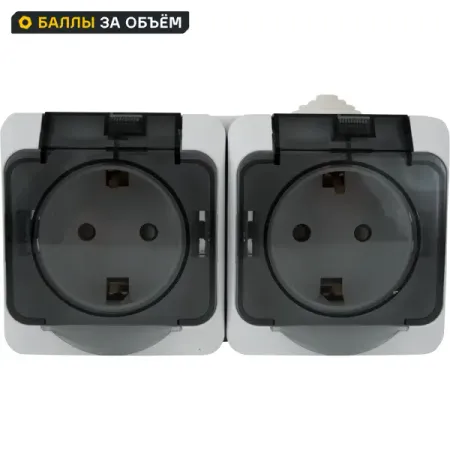 Розетка двойная накладная влагозащищённая Systeme Electric Этюд с заземлением с крышкой и шторками IP44 цвет белый bingoelec водонепроницаемые розетки с крышкой 16а
