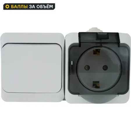 Блок выключатель с розеткой Systeme Electric Этюд 1 клавиша цвет с заземлением с крышкой IP44 цвет белый wallpad 1 2 gang switch с розеткой и usb