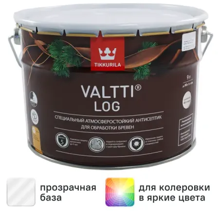 Антисептик для дерева Tikkurila Valtti Log база ЕС 9 л