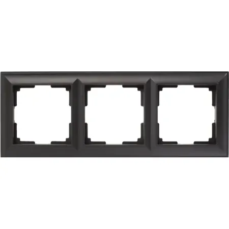 Рамка для розеток и выключателей Werkel Fiore 3 поста цвет чёрный матовый