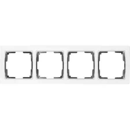 Рамка для розеток и выключателей Werkel Snabb 4 поста, цвет белый/хром