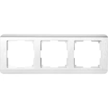 Рамка для розеток и выключателей Werkel Stream 3 поста, цвет серебряный рифленый