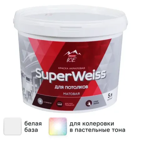 Краска для потолков Parade DIY SuperWeiss цвет белый 5 л малярный скотч 20 м белый