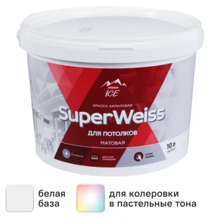 Краска для потолков Parade DIY SuperWeiss цвет белый 10 л малярный скотч 20 м белый