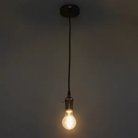 Патрон декоративный шнур 1 метр E27 цвет чёрный жемчуг