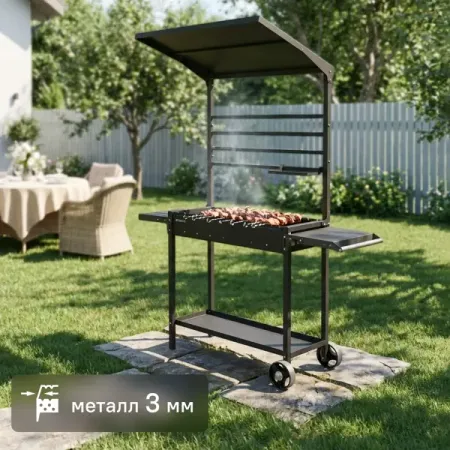 Мангал Gratar МАН 304 158x41x208 см сталь черный/ серый термометр milaike для приготовления пищи