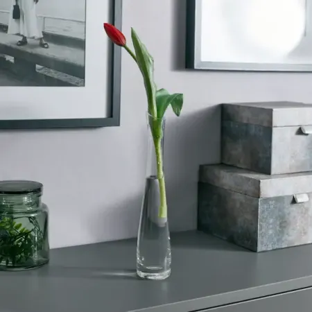 Ваза Розовая малая стекло цвет прозрачный 26см