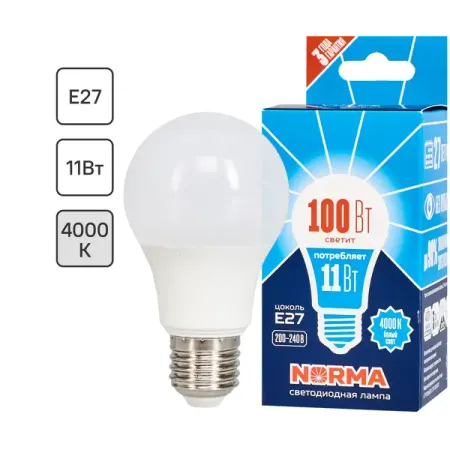 Лампа светодиодная Volpe Norma E27 220-240 В 11 Вт груша 900 Лм, нейтральный белый свет