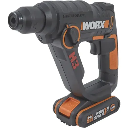 Перфоратор аккумуляторный SDS-Plus Worx WX390.1, 20 В Li-ion 2x2 Ач, 1.2 Дж сверла deskar sp серии 13 50 мм