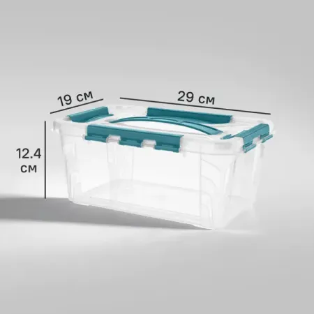 Ящик Гранд бокс 29x12.4x19 см 4.2 пластик с крышкой цвет прозрачный винтажная латунная линейка закладка 130 мм