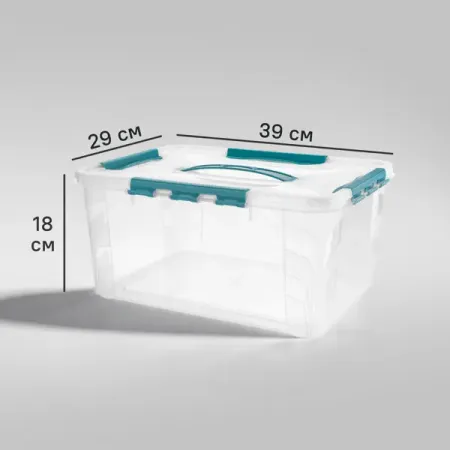 Ящик Гранд бокс 39x18x29 см 15.3 л пластик с крышкой цвет прозрачный прозрачный ящик для хранения а4 yj81045