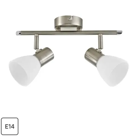 Спот поворотный Inspire City 2 лампы E14 12 м² цвет никель foxanon светодиодные лампы 10вт 20вт 30вт 50вт 100вт