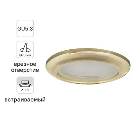 Светильник точечный встраиваемый влагозащищенный Fametto под отверстие 70 мм 1.3 м² цвет золото родонит точечный лечебный обелиск apengshi