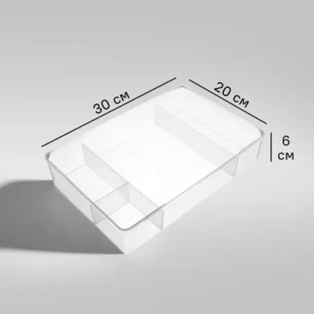 Органайзер 30x6x20 см пластик без крышки цвет прозрачный