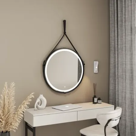 Зеркало на ремне с подсветкой Belt Black LED ø65 см