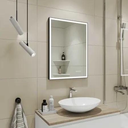 Зеркало для ванной Stretto Black с подсветкой 60x80 см