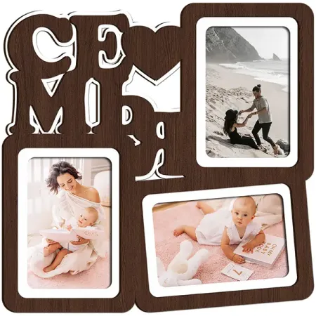Мультирамка Семья на 3 фотографии размер фото 10x15 см цвет венге