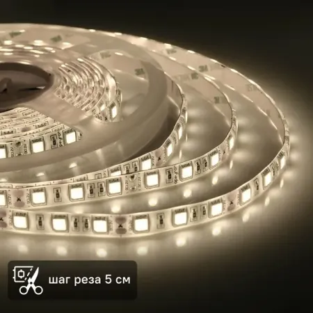 Светодиодная лента для контурной подсветки Apeyron SMD5050 12В 10мм 2м 10Вт/м 60диод/м 700лм/м IP65 3000К теплый свет потолочные светильники sanoni
