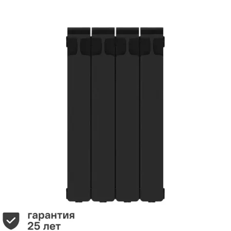 Радиатор секционный Rifar Monolit M50004RAL9005 500/100 4 секции боковое подключение биметалл черный черные болты huiruixin с левой резьбой m4 m16