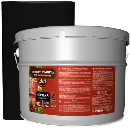 Грунт-эмаль 3 в 1 Empils гладкая цвет черный 10 кг