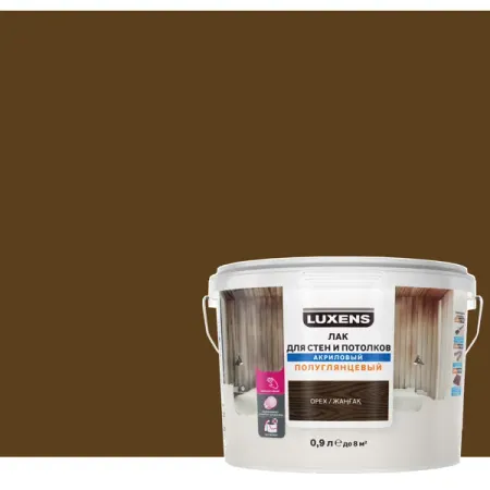 Лак для стен и потолков Luxens акриловый цвет орех полуглянцевый 0.9 л комплексная переработка древесины и древесных материалов справочные материалы