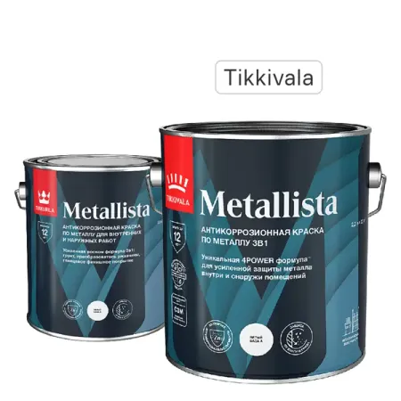 Грунт-эмаль по ржавчине 3 в 1 Tikkivala Metallista гладкая цвет белый глянцевый 2.3 л