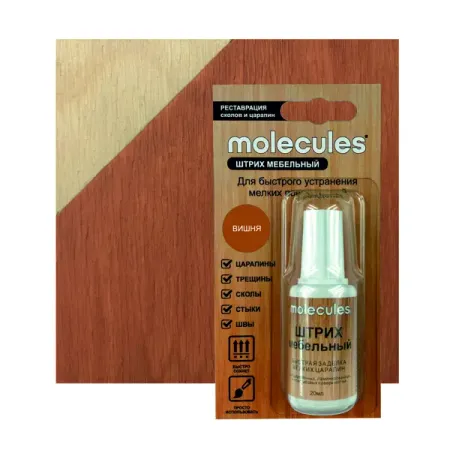 Штрих для реставрации сколов Molecules цвет вишня 20 мл батончик pomatti марципановый вишня в темном шоколаде 50 г