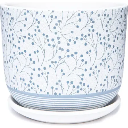 Горшок цветочный Лён ø15 h13.4 см v1.6 л керамика белый/серый горшок бетонный бисер белый без поддона 1 82 л