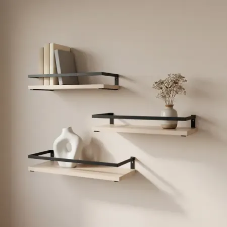 Полка настенная Pragmatic 15x40/15x35/15x30 см металл цвет чёрный 3 шт подвесная книжная полка счетчик книг