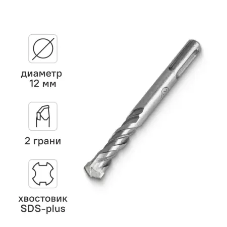 Бур по бетону SDS-plus 12x42x110 мм бур по бетону вихрь 10x410x350 sds plus