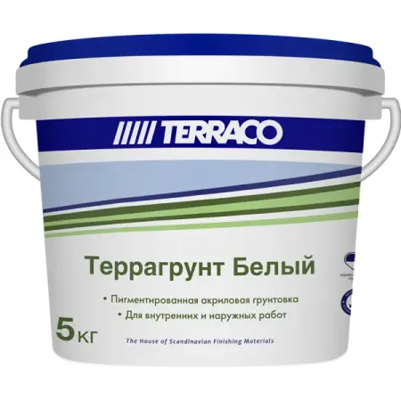 Грунтовка для внутренних и наружных работ Terraco Террагрунт белый 5 кг