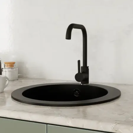 Смеситель для кухни Esko K37 общая высота 32.5 см цвет чёрный силиконовые крышки для кухни 6 шт