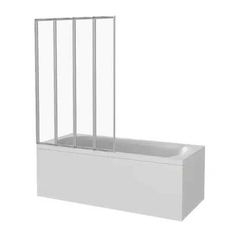 Ширма на ванну Screen складная 100x140 см прозрачное стекло профиль хром