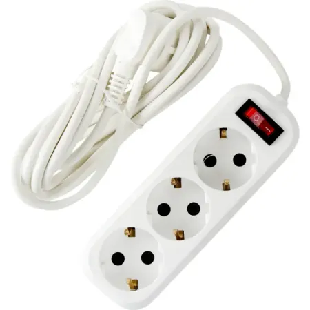 Удлинитель бытовой 3 розетки с заземлением 3x0.75 мм 3 м цвет белый аудио кабель aux jack 3 5мм 200мм