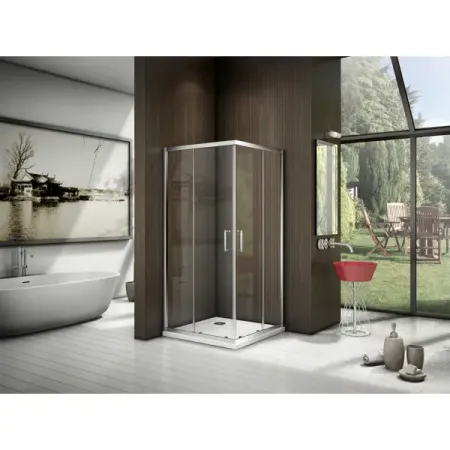 Душевой уголок Makiato CR-80-C-WE, квадратный 80x80 см хромированный профиль прозрачное стекло раздвижной