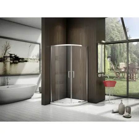 Душевой уголок Makiato R-80-C-WE, 1/4 круга 80x80 см хромированный профиль прозрачное стекло раздвижной