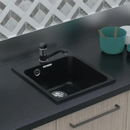 Мойка для кухни врезная Granfest Quarz GF-Z 42x48 см глубина чаши 18 см кварц цвет чёрный