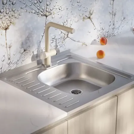 Мойка для кухни накладная с крылом S-209 60x60 см глубина чаши 14 см нержавеющая сталь цвет серебристый