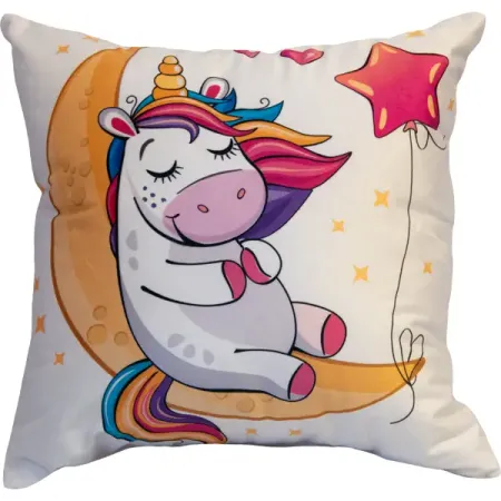 Декоративная подушка Seasons Единорог 40x40 см цвет бело-розово-желтый