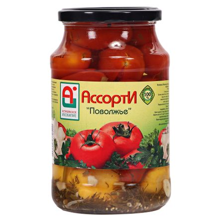 Ассорти Поволжье Астраханское изобилие томат и патиссон, 1 л