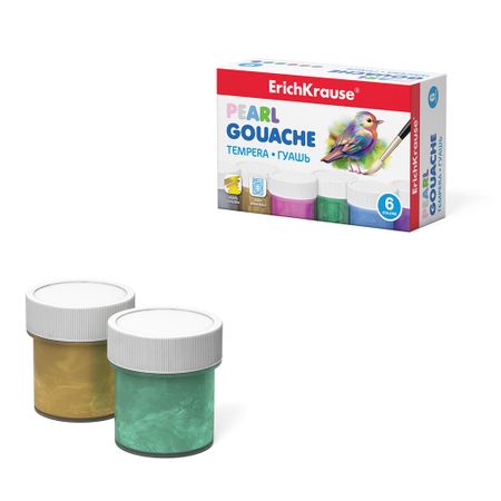 Гуашь Erich Krause Pearl 6 цветов по 20 мл гуашь художественная 33 мл фиолетовая olki