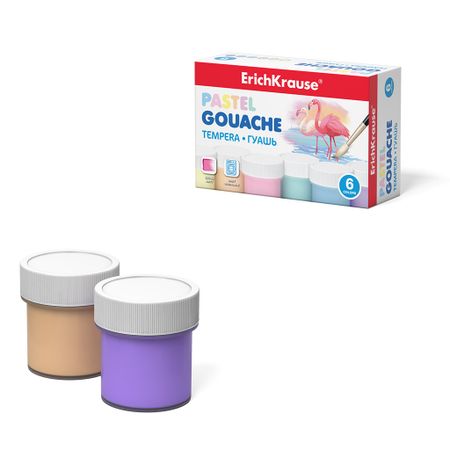 Гуашь Erich Krause Pastel 6 цветов по 20 мл текстовыделители erich krause liquid visioline v 14 pastel 4 а